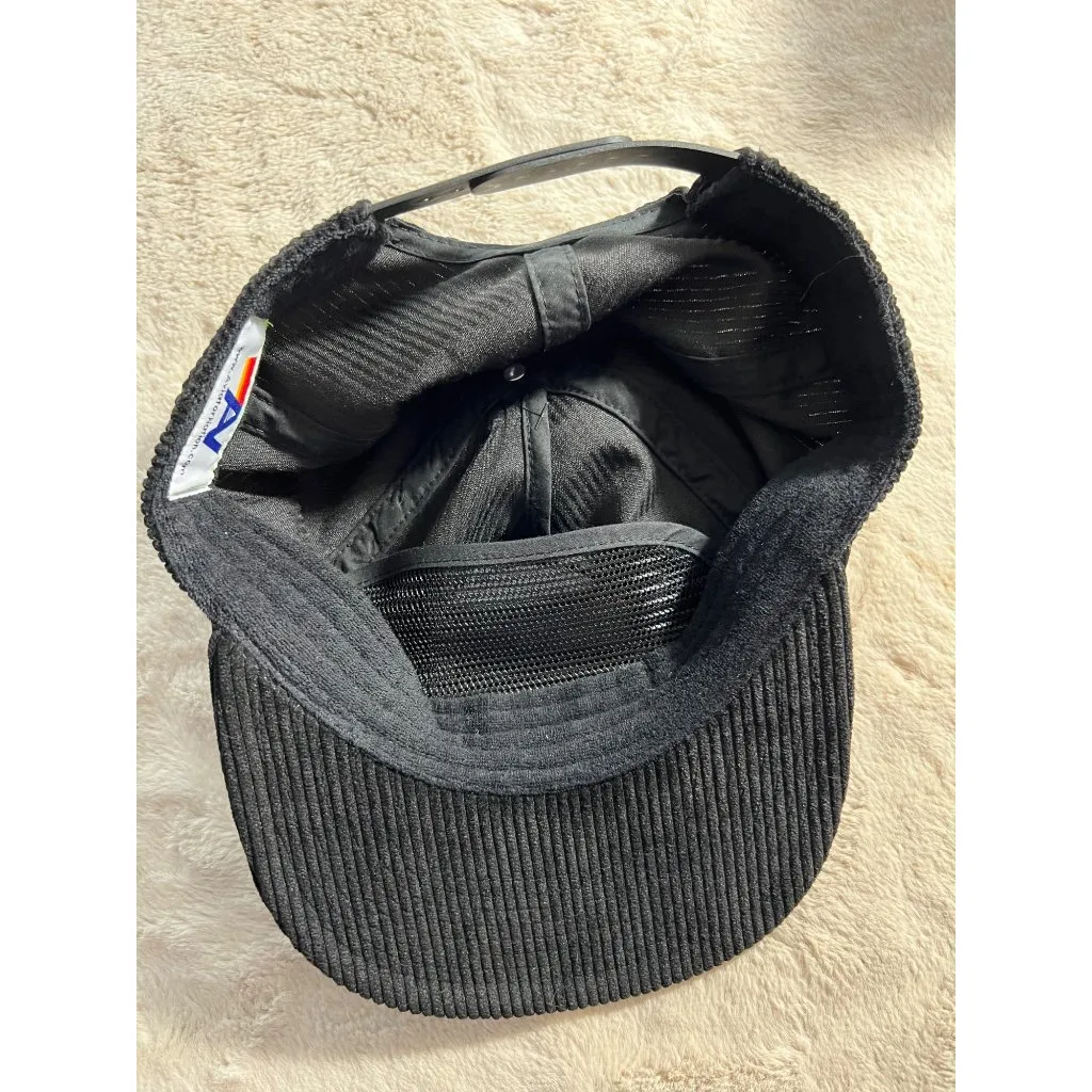 Aviator Nation Black Corduroy Snapback Hat With Mountain Patch & Mesh Lining - Image 6