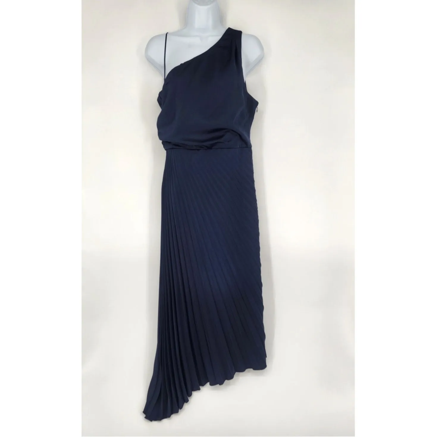 Sam Edelman Navy Blue Pleated One Shoulder Dress Women's Size 6 - Image 9