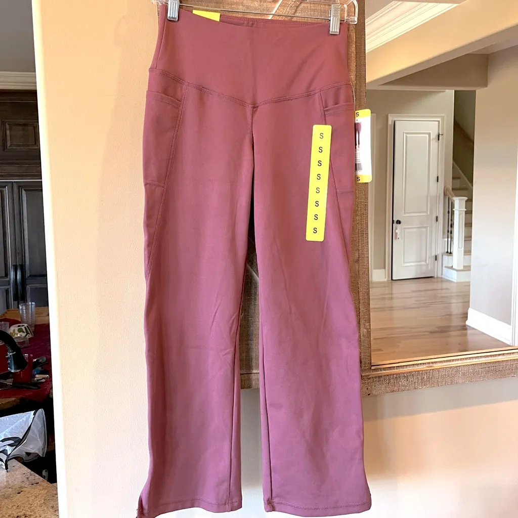 Leggings Jockey Flare Cropped Nocturne Rose Mauve Womens Small Athletic Pockets Pink - Image 13