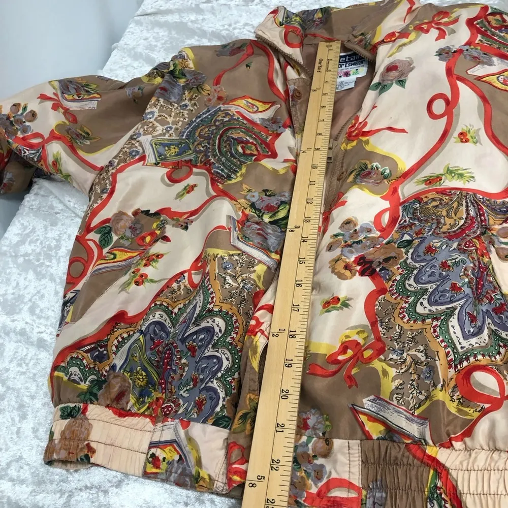 Vintage Details Sportswear Womens Silk w/pockets Zip Up Bomber Jacket S Flawed - Image 8