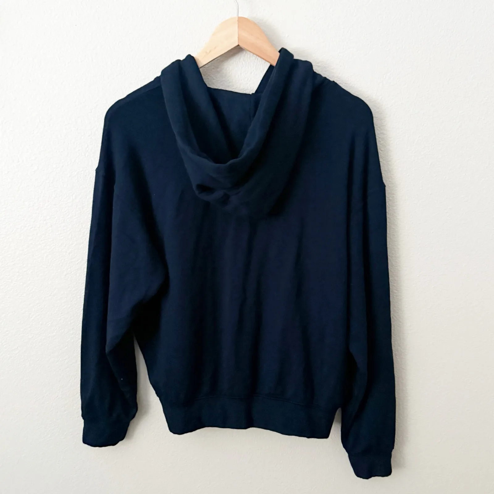 STATESIDE x ANTHROPOLOGIE | Navy Blue Fleece Hoodie Drawstring | Size Medium - Image 7