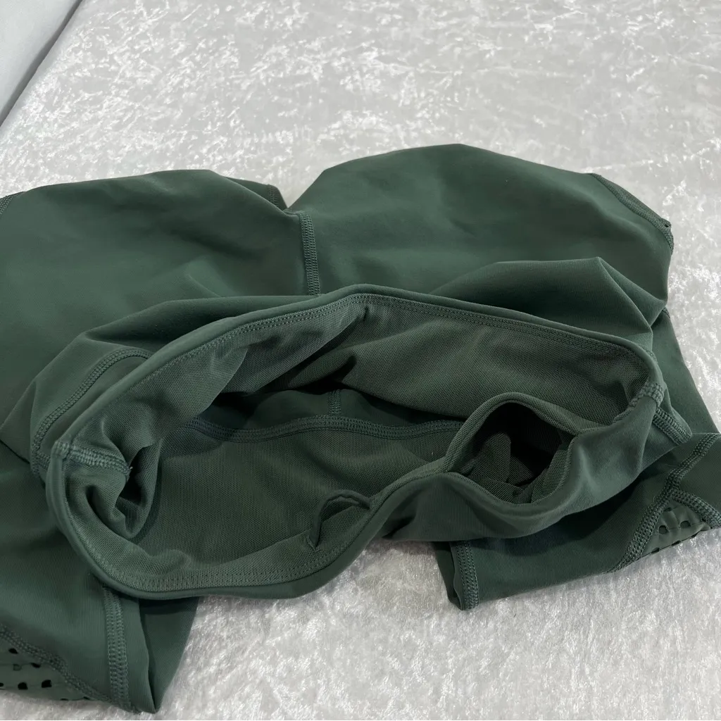 Lorna Jane Lacer Cut Mesh Detail Dark Green Leggings - Image 9