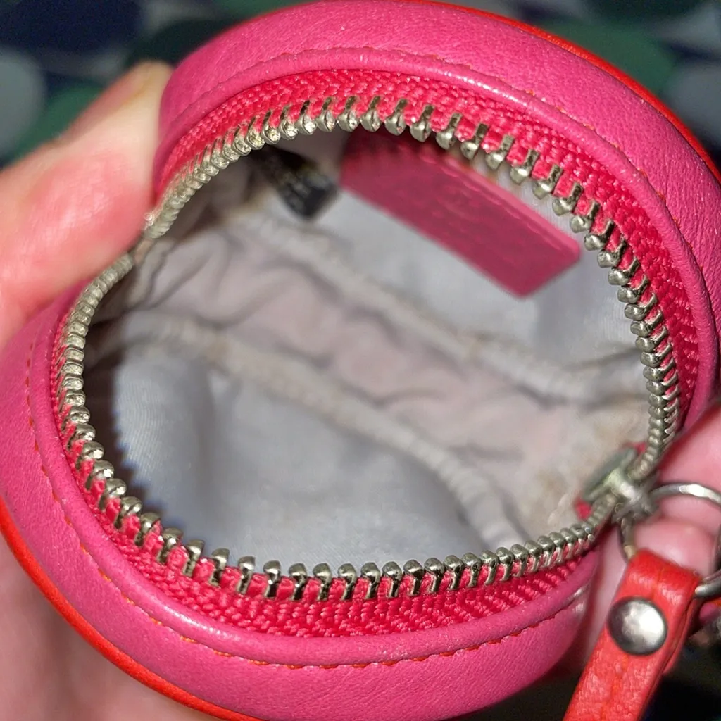 Cole Haan Leather Round Wristlet/Coin Purse Red - Image 7