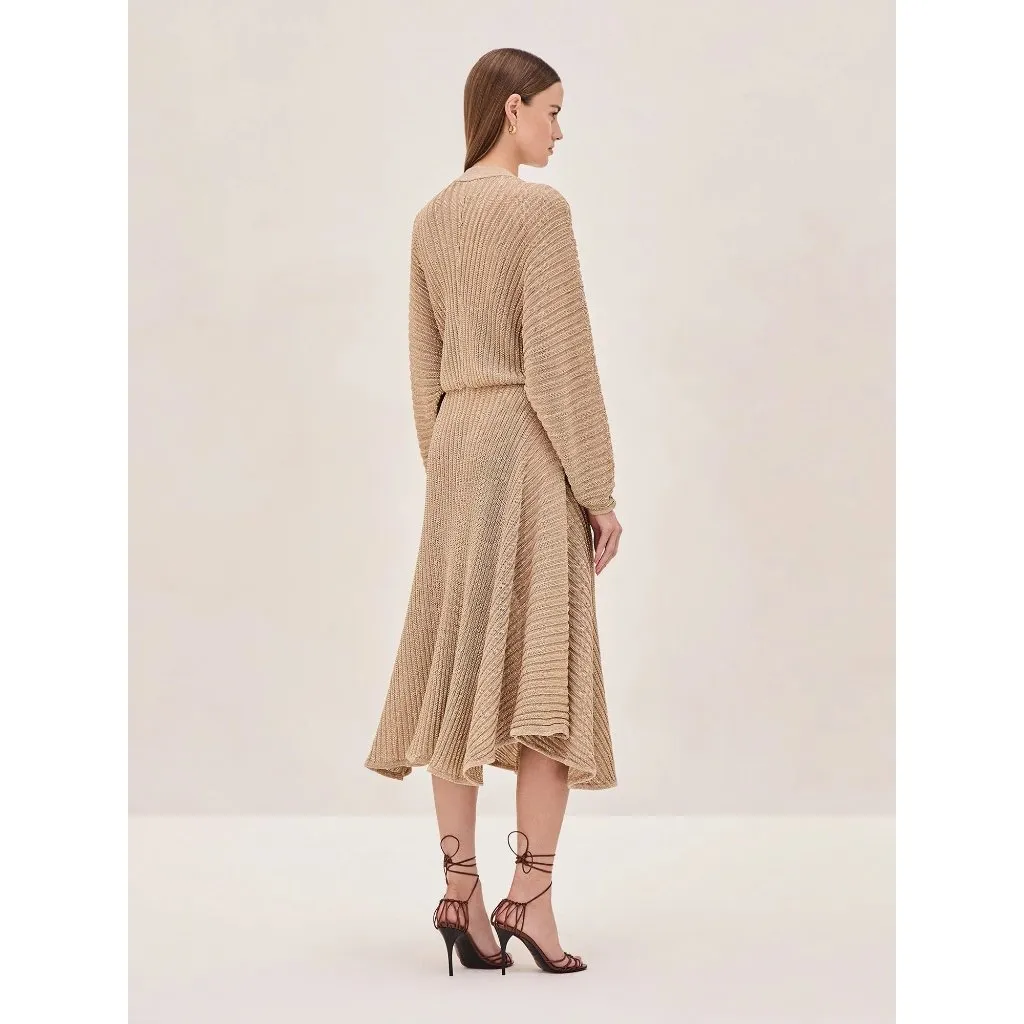 Alexis Heida Dress in Gold Natural XSmall New Womens Long Knit Sweater Maxi - Image 11