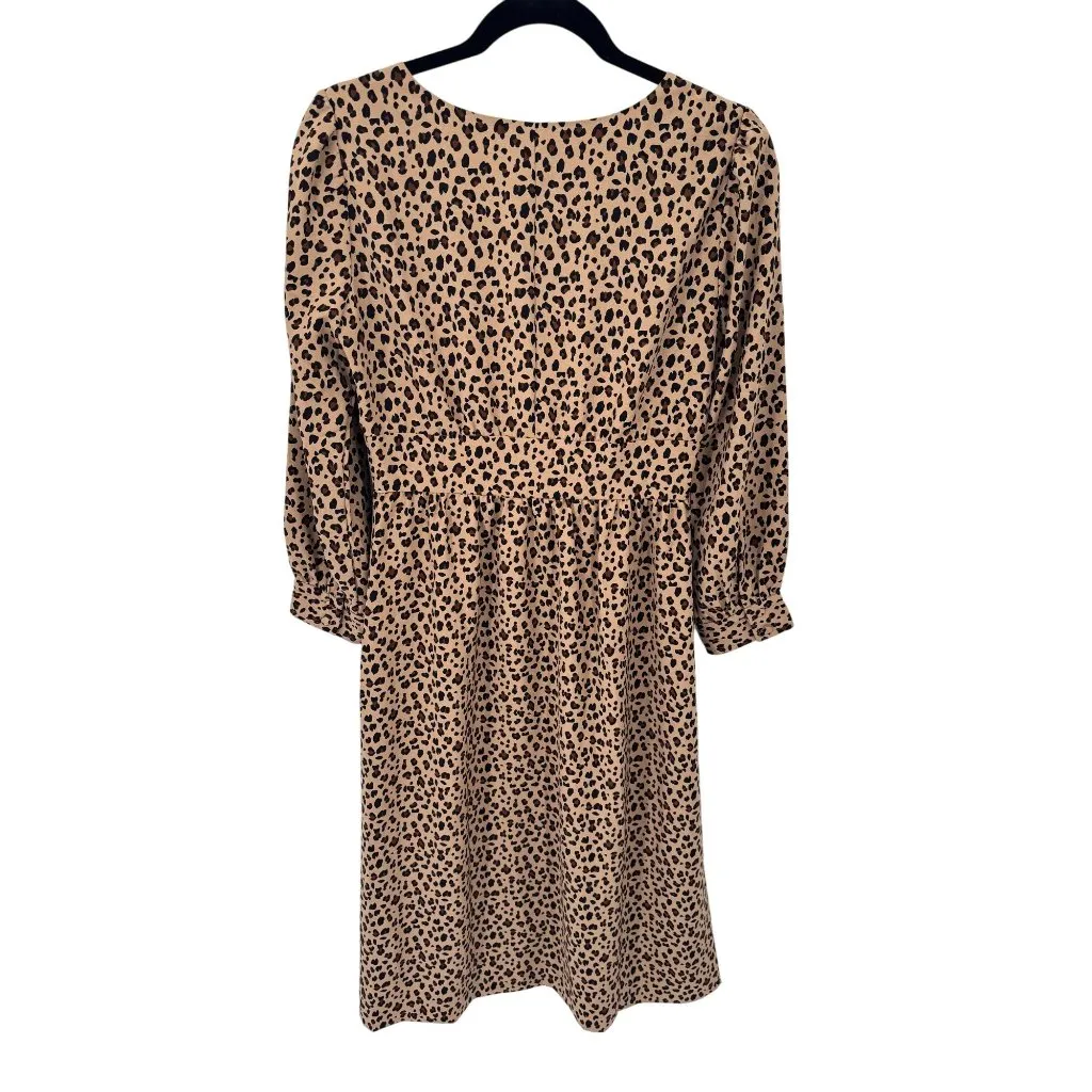 J.Crew Mob‎ Wife Button Front Dress Womens size 2 Leopard Print Polyester NEW - Image 7