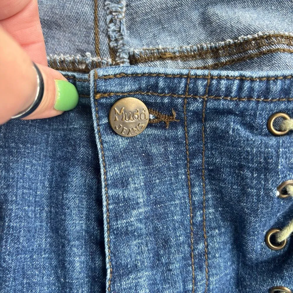 Vintage Y2K Mudd Low Rise No Waistband Lace Up Front Flare Jeans Size 13 - Image 4