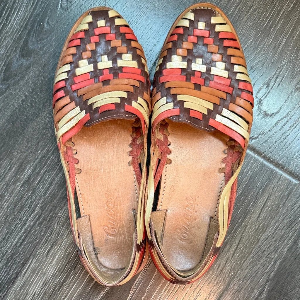 Women’s handmade Mexican Leather huaraches Brown Size 9 - Image 3