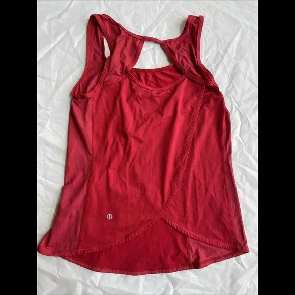 Lululemon Tank Top Red‎ Run Speed Squad Luxtreme Currant Open Back Red Size 6 - Image 2