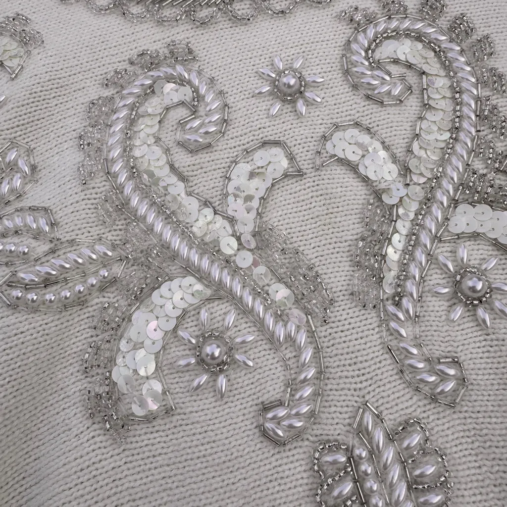 Alfred Dunner Petite PL Embellished Ivory Oatmeal Sweater Beaded Sequin Knit Top Size undefined - Image 7