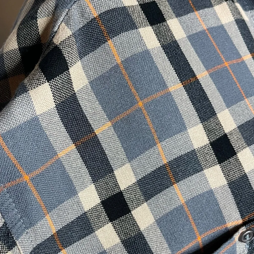 Max Studio Soft Plaid Roll Tab Button-Down Shirt - small - Image 5