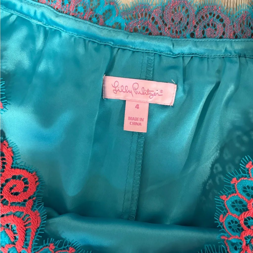 Lilly Pulitzer Delia Coral Lace Dress Size 4 – Sea Fan Embroidered Shift - Image 6