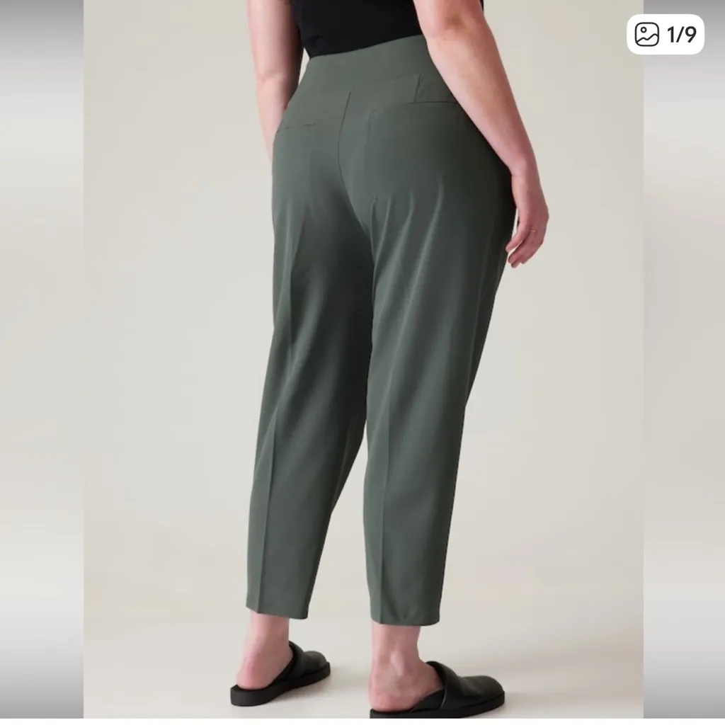 Athleta Endless Pant Plus Size 14 Petite Bali Green Straight Leg Side Zip Pocket - Image 4