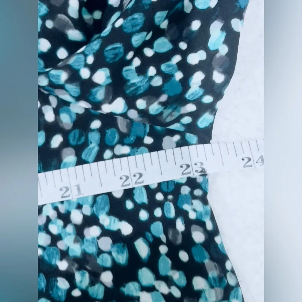 Dana Buchman Blouse Womens Size XL Black Blue Dots 3/4 Sleeve Vneck - Image 6