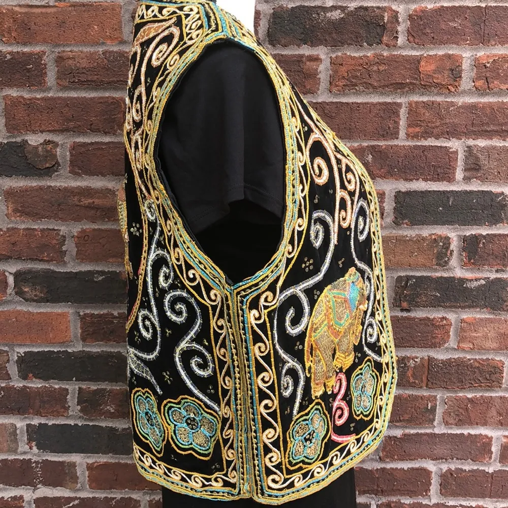 Boho Carol Horn tapestry Sequin Elephant Black Size undefined - Image 5