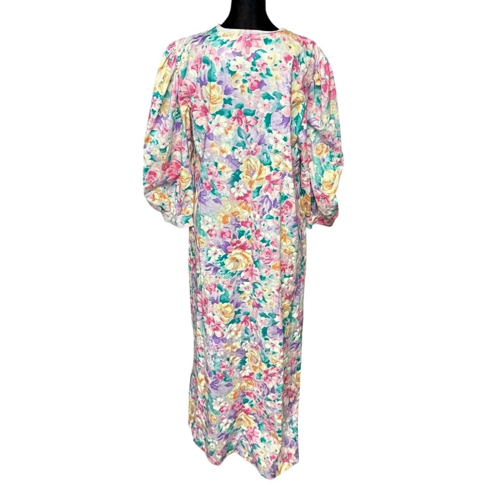 VTG David Brown California House Coat Floral Dress Large Nightgown USA Made - Image 2