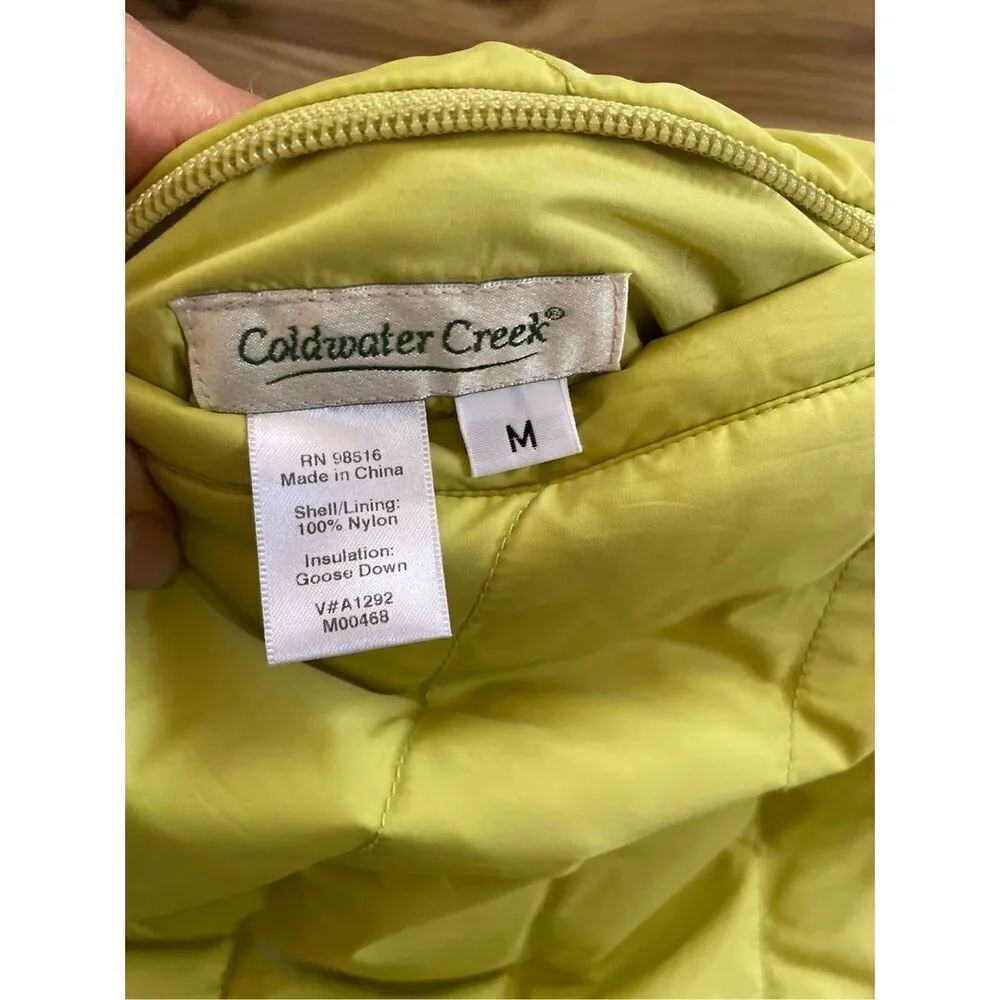 COLDWATER CREEK Womens Reversible Goose Down Vest size medium Yellow and Purple - Image 3