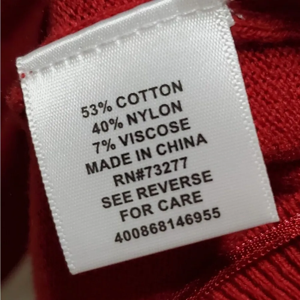 Elle Women Red Cotton Round Neck Long Sleeve Pullover Knit Sweater Size … - Image 4