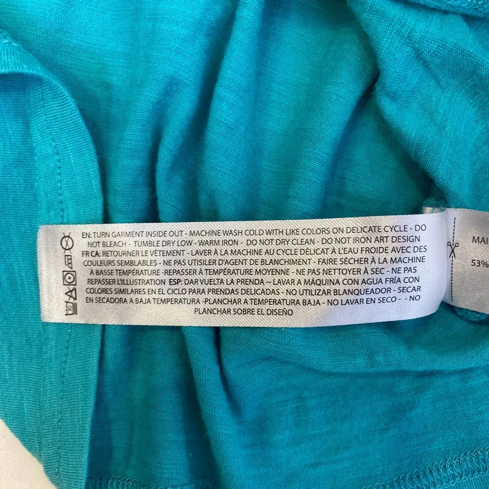 Ariat Lightweight Embroidered 3/4 Sleeve Diablo Tee EUC Sz M Teal Cotton Stretch - Image 6