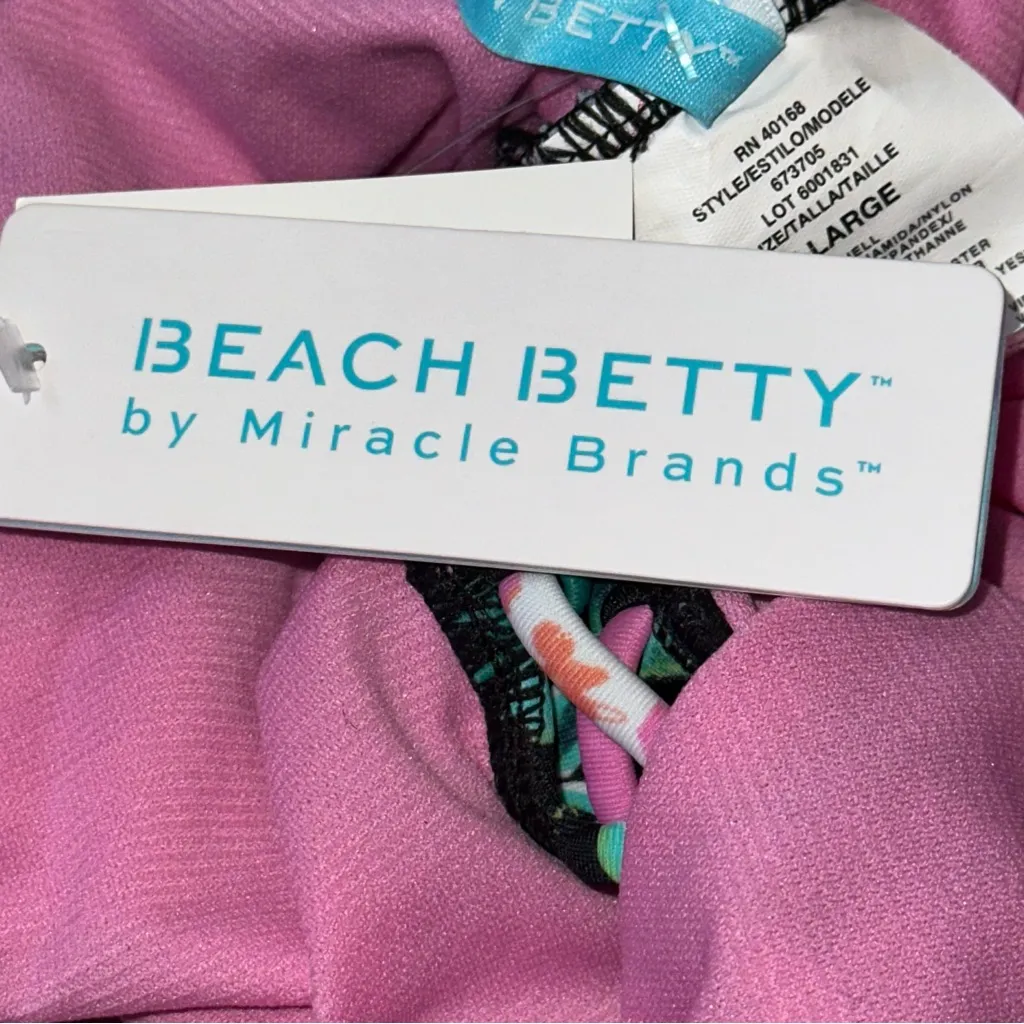 BEACH BETTY NWT Women’s Size XL Black Floral Lace Up Back One Piece Swimsuit - Image 5