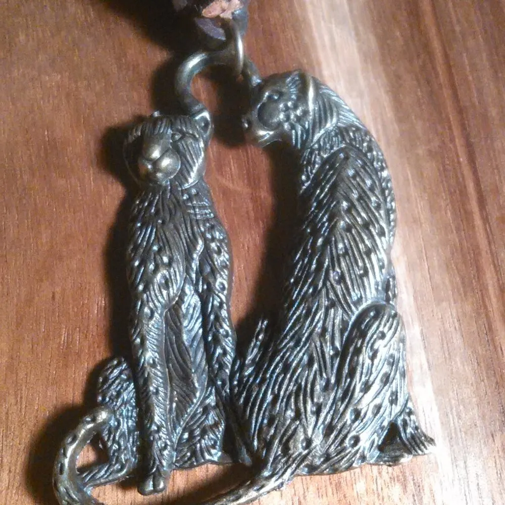 Cheetah Pair Goldtone Keychain in Faux Leather - Image 2