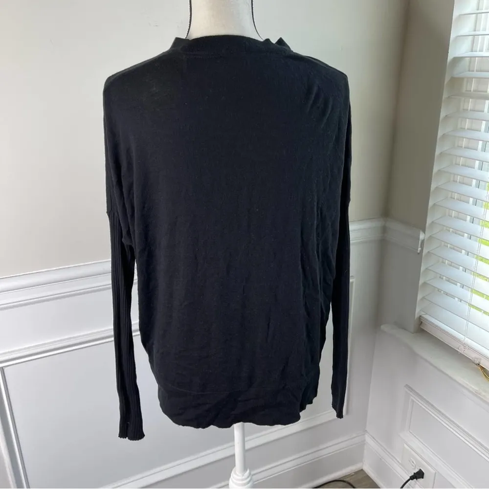 ATM raglan‎ sleeves black ribbed button front sweater cardigan size medium - Image 3