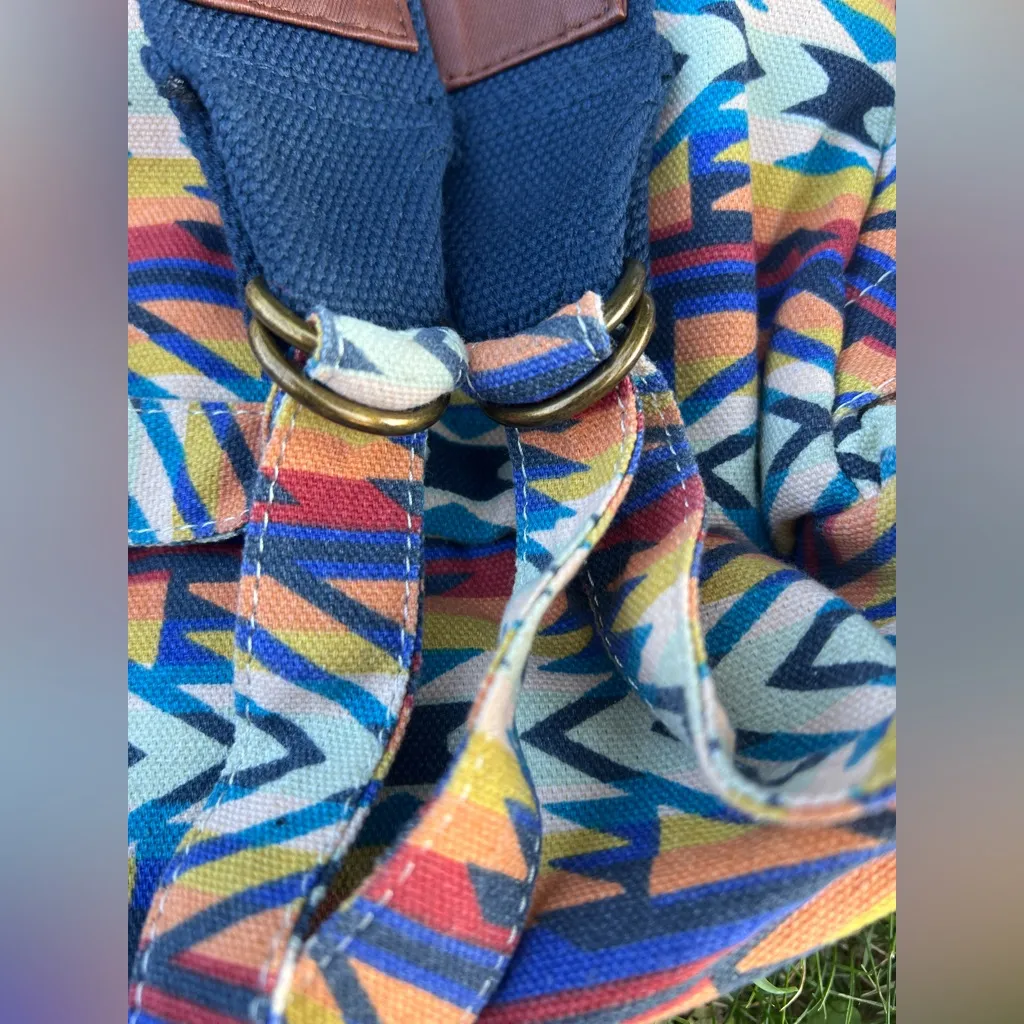 Black Poppy Multicolor Bohemian Schoolbag Aztec Print‎ Backpack - Image 10
