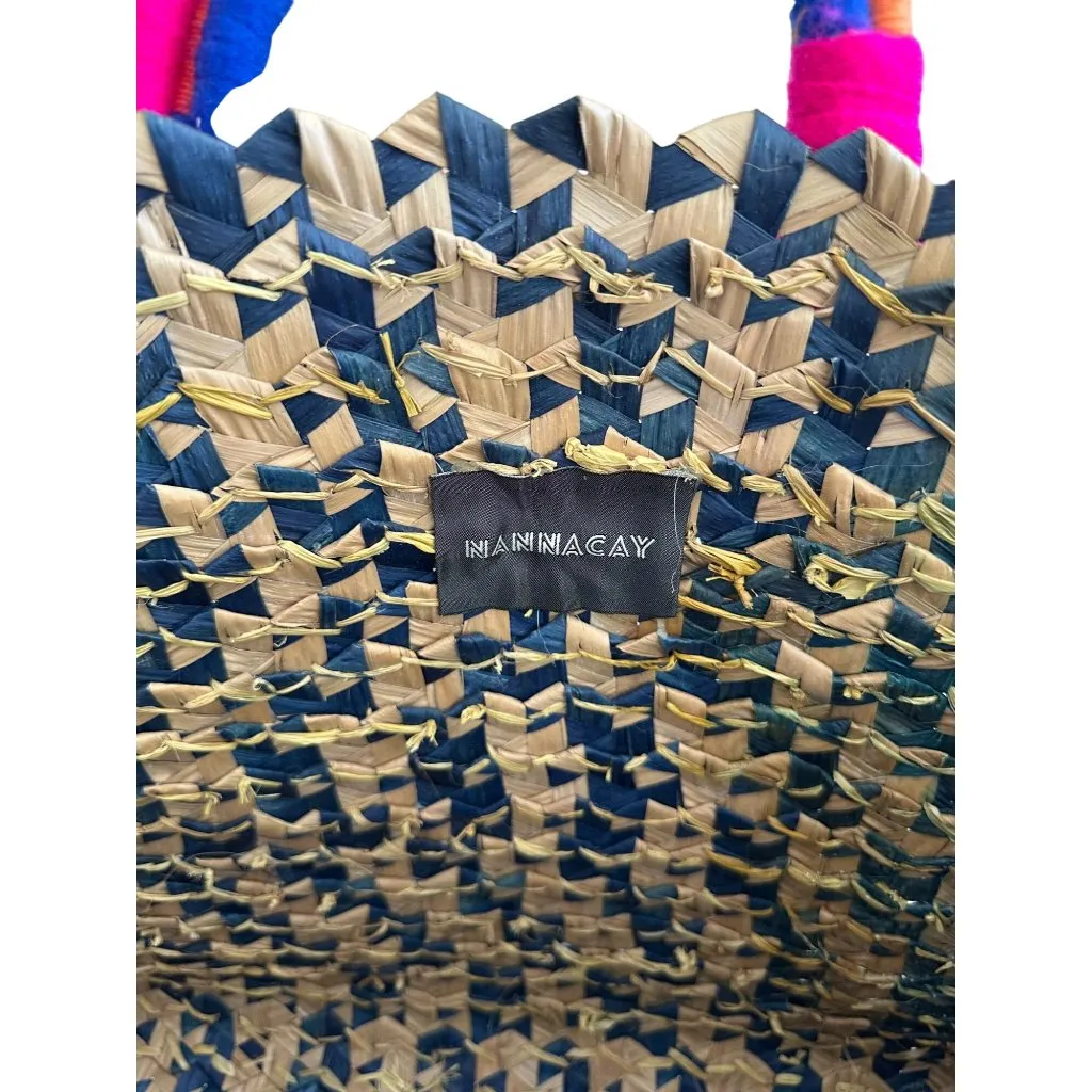 NANNACAY Multicolor Large Straw Woven Straw Tote Bag Pink - Image 4