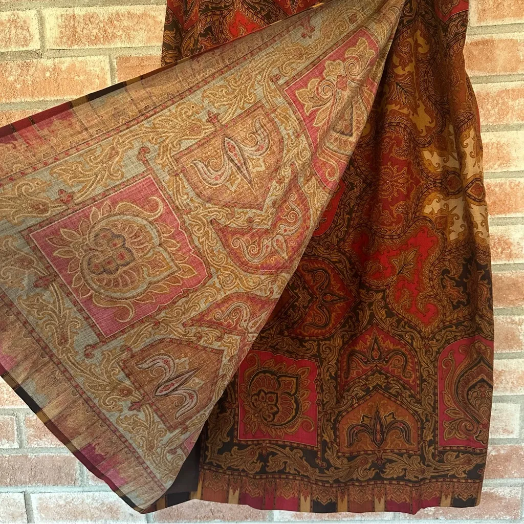 Vintage Midi Skirt 100% Silk Women’s 16 Brown Earthy Witchy Moody Goblincore - Image 4