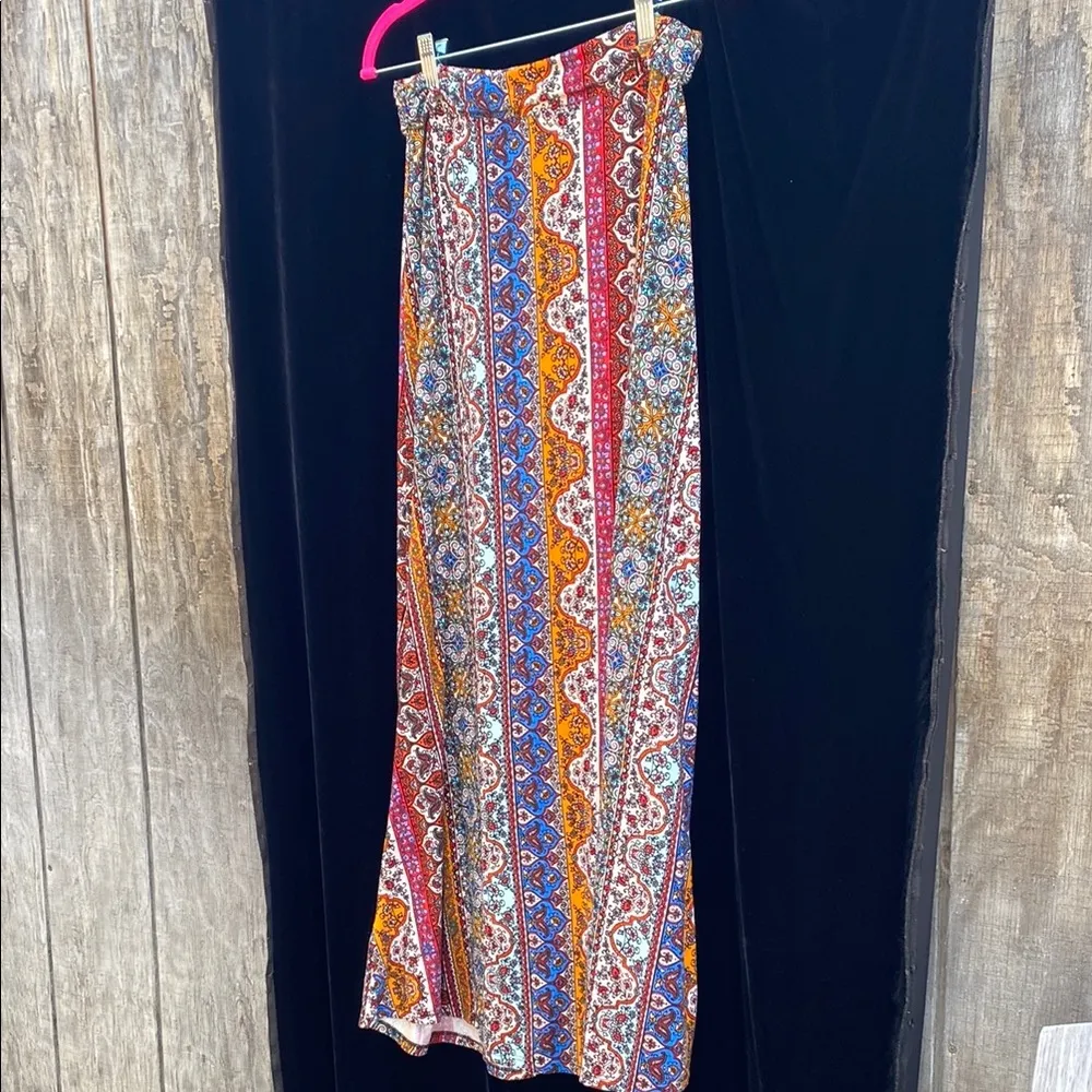 Woman’s Bohemian Maxi Skirt Friday Los Angeles Size L Vibrant Colors Festival Blue Size L - Image 11