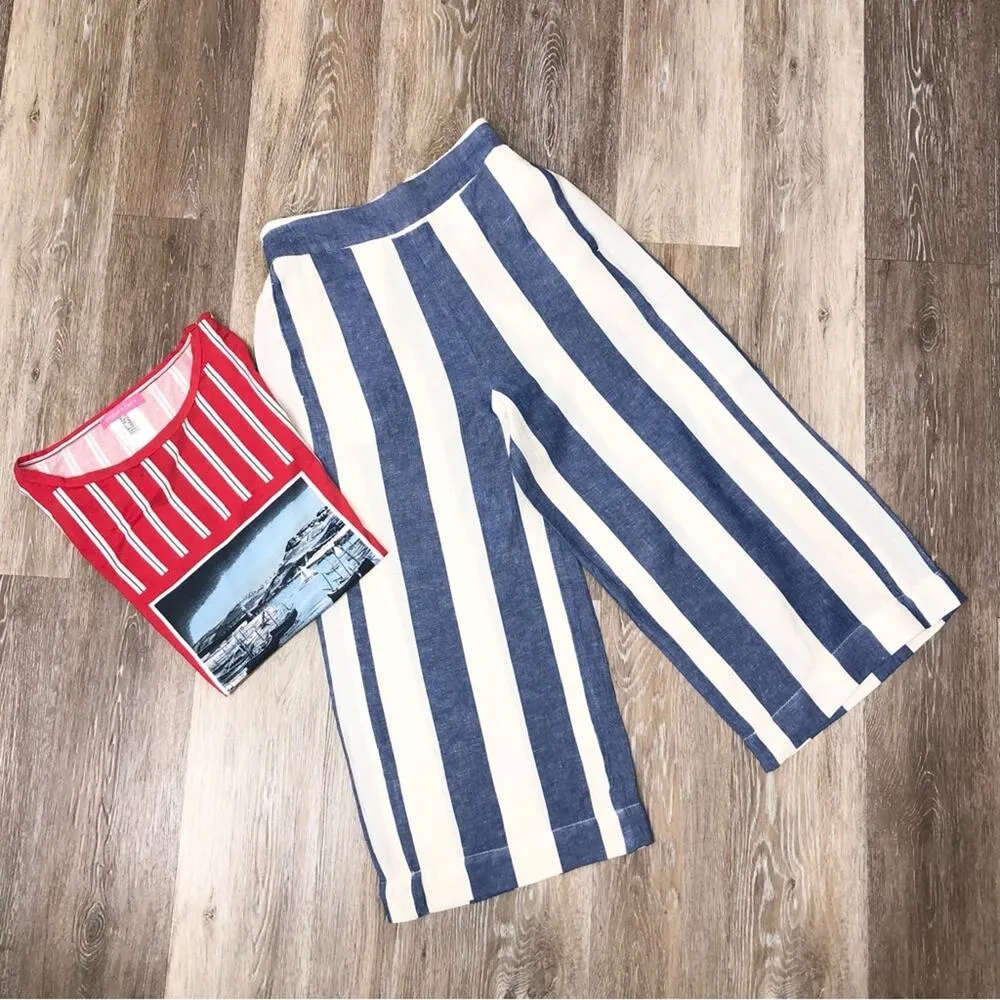 Madewell Womens Huston Pull-On Bold Stripe Crop Pants XS EUC - Image 3