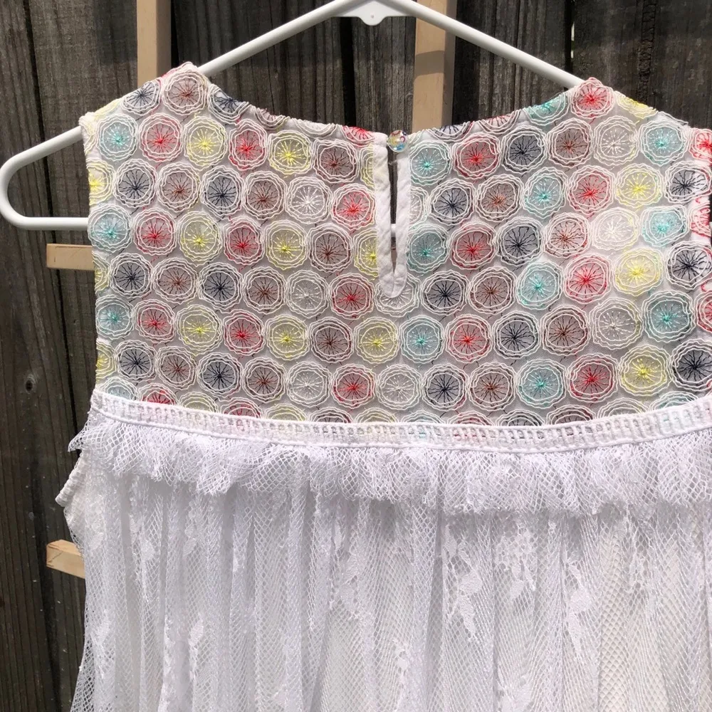 V CHRISTINA Lace Flora Sleeveless Blouse L White Size L - Image 6