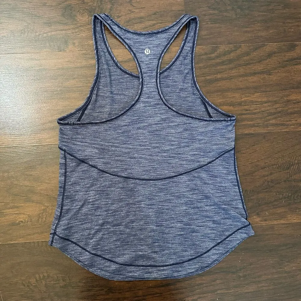Long Distance dark heather blue racerback tank top - Image 6