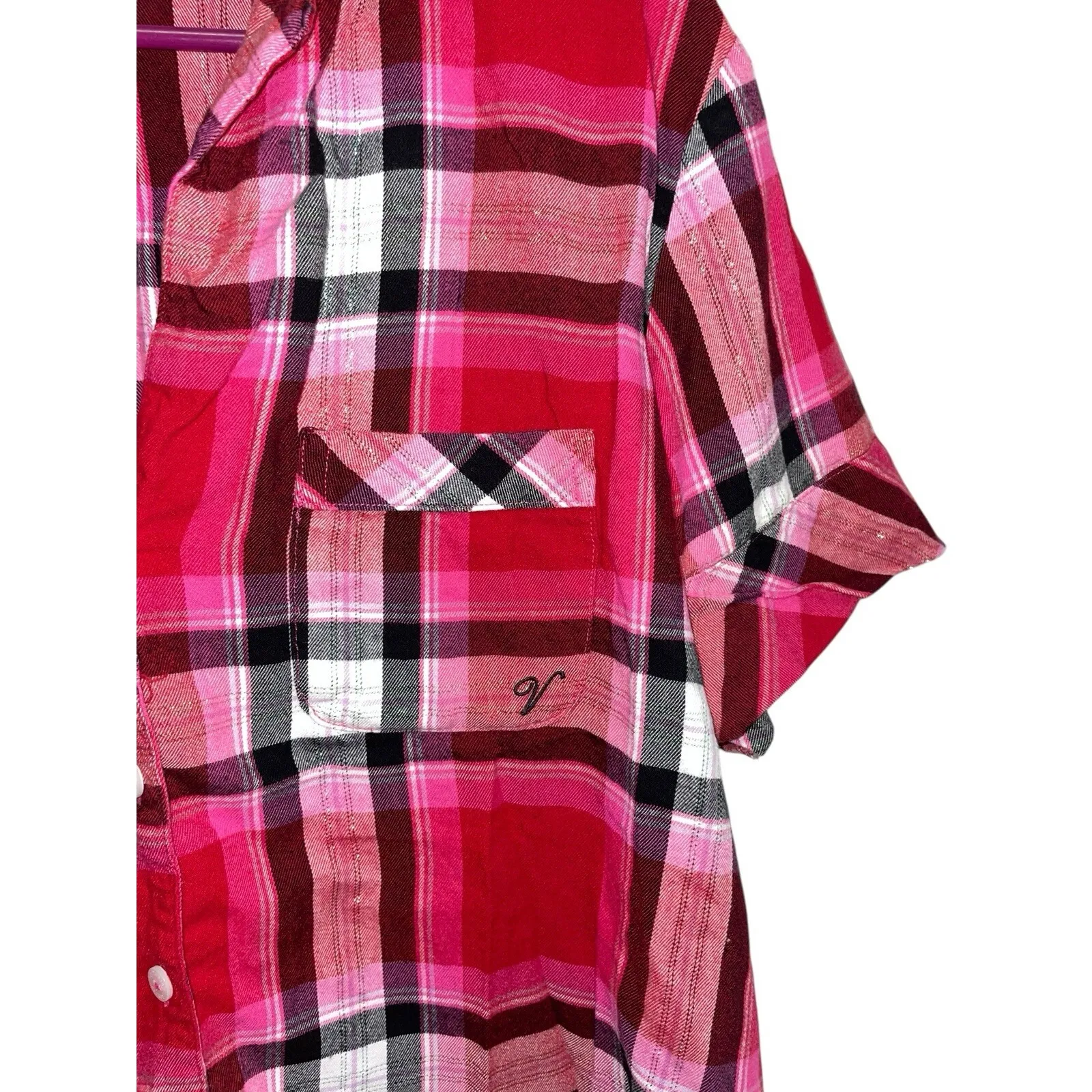 Victoria's Secret Pajama‎ Set Women's Short Sleeve Button Front Top and Shorts S - Image 4