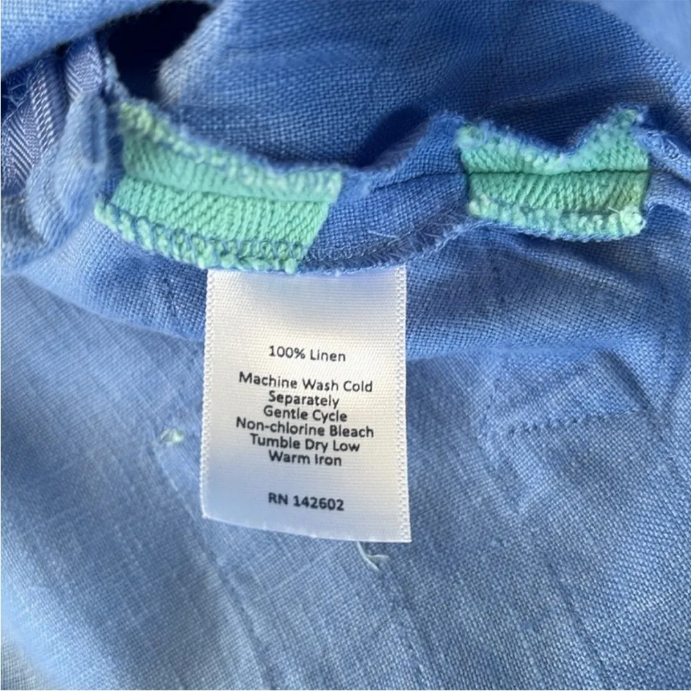 EUC Sail to Sable Linen Tunic Top Blue Mint Green Size Medium - Image 8