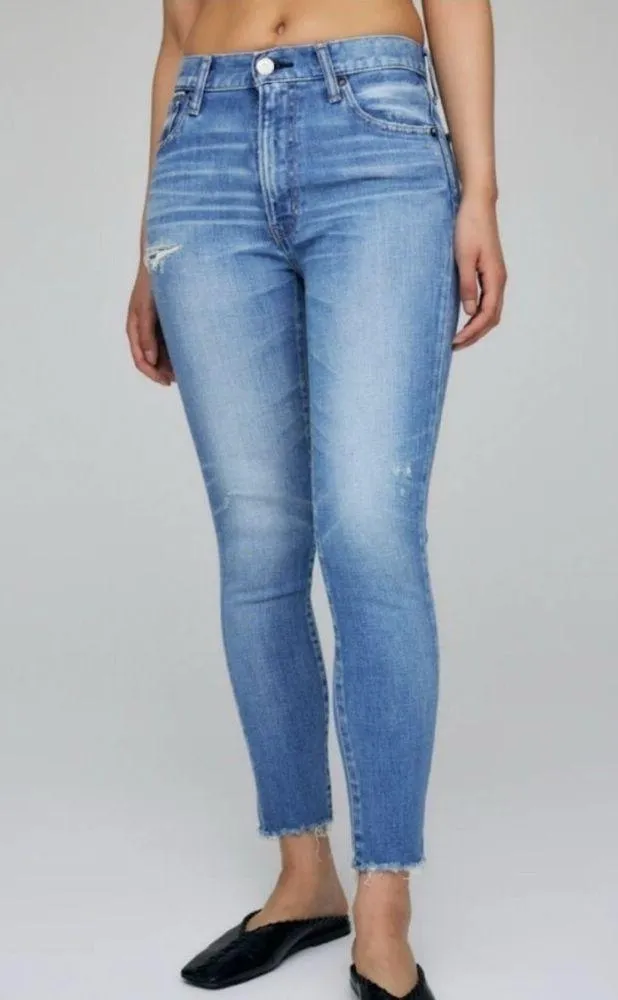 #26 NWT MOUSSY VINTAGE Hammond Fray Hem High Waist Ankle Skinny in Light Blue Size 24 - Image 1