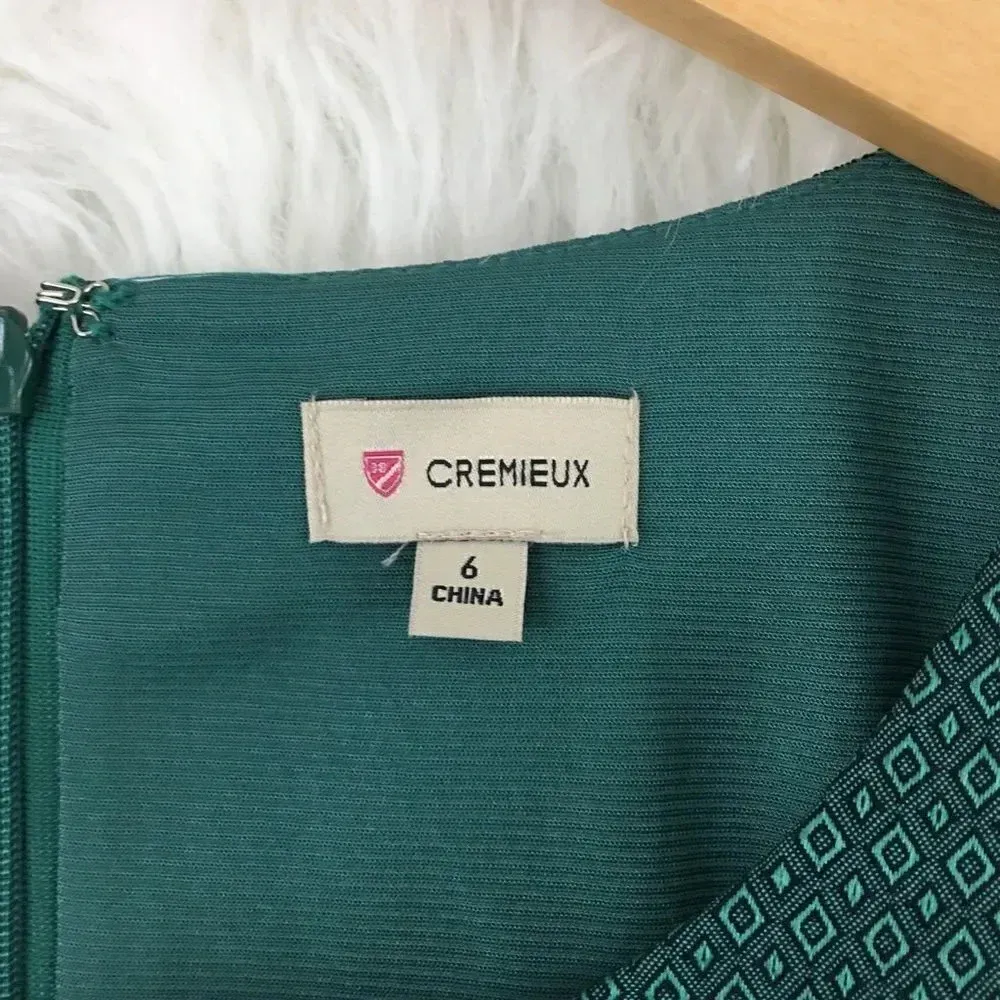 CREMIEUX NWT Size 6 Green Navy Color Blocked‎ Short Sleeve Sheath Dress - Image 3