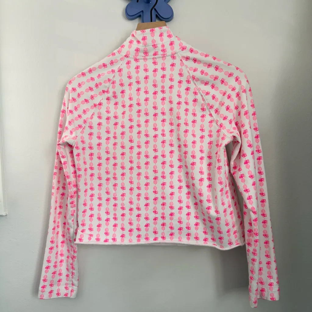 Lilly Pulitzer Small UPF 50+ Ronan Cropped Popover Pink Pineapple Outdoor Resort - Image 3