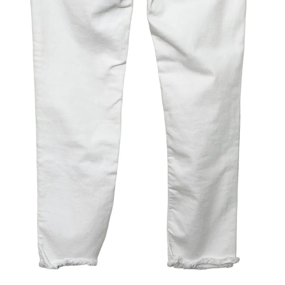 Zadig & Voltaire White Ava Permanent Low Rise Frayed Hem Jeans White Size 24 - Image 15