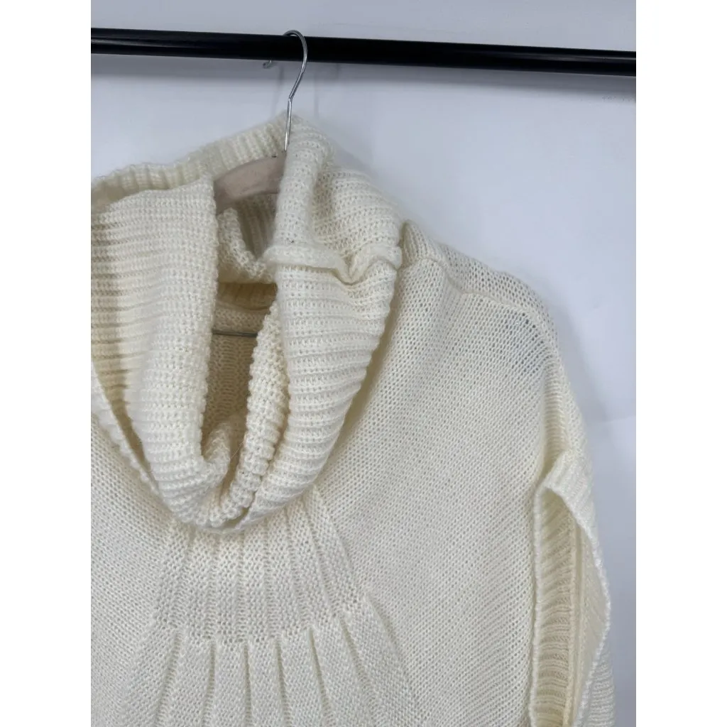 Wool‎ Alpaca Blend Poncho Sweater O/S Ivory Cowl Neck Granolagirl Minimalist Size undefined - Image 4
