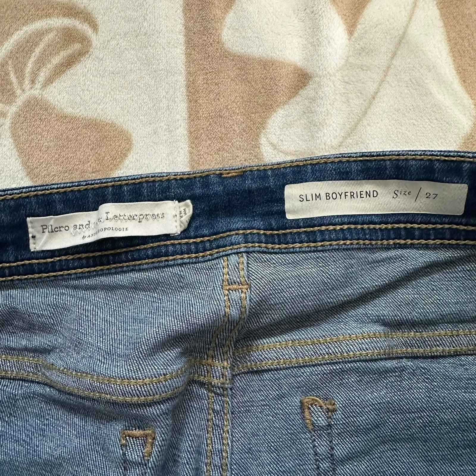 Anthropologie Pilcro Slim‎ Boyfriend Blue Jeans Distressed Mid Rise Size 27 - Image 10