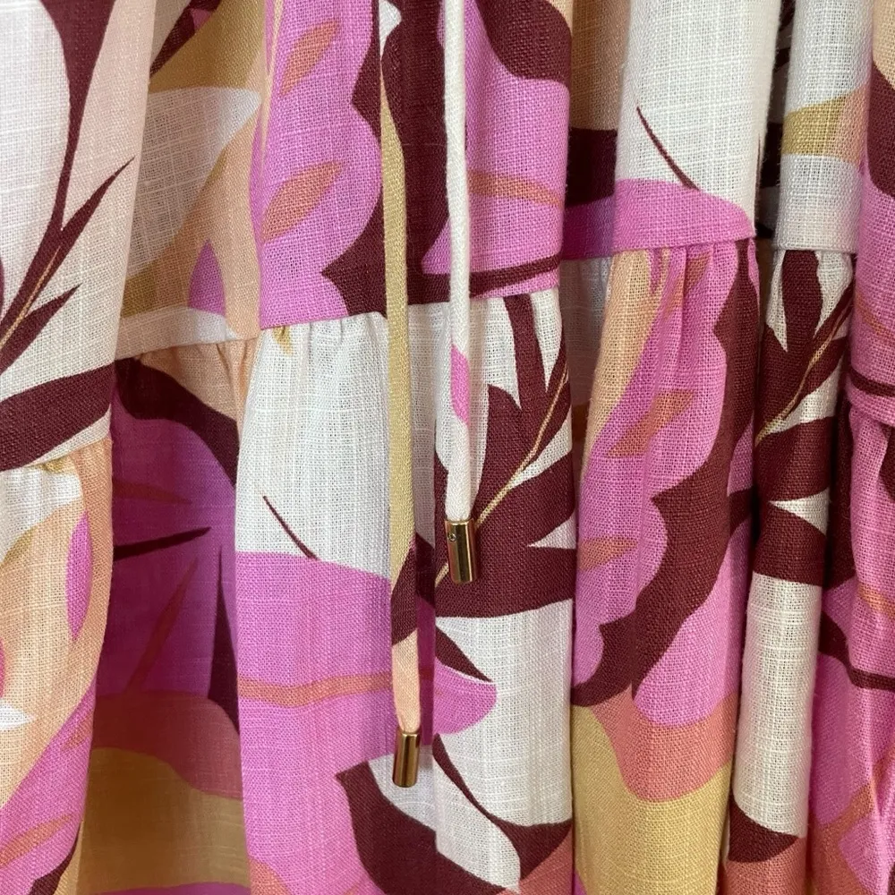 MINKPINK Kali Mini Dress Linen Blend Floral Lightweight Tie Waist - Image 11