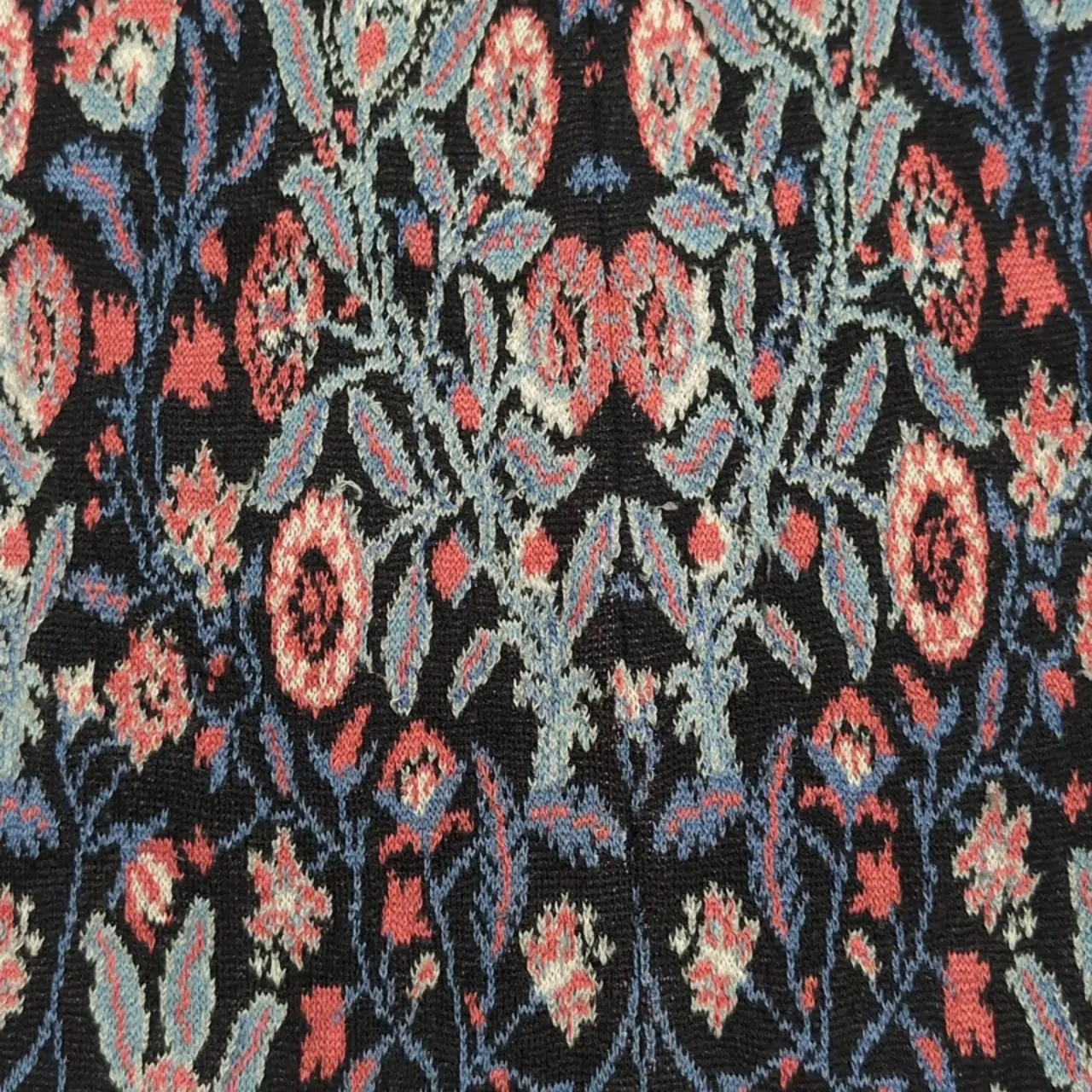 PERUVIAN CONNECTION Black Multi-Color Floral Paisley Knit Pencil Skirt Medium - Image 2