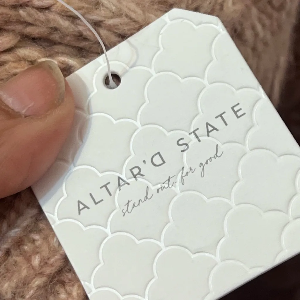 Altar'd State Cropped Cable Knit Sweater - Taupe NWT - Image 13