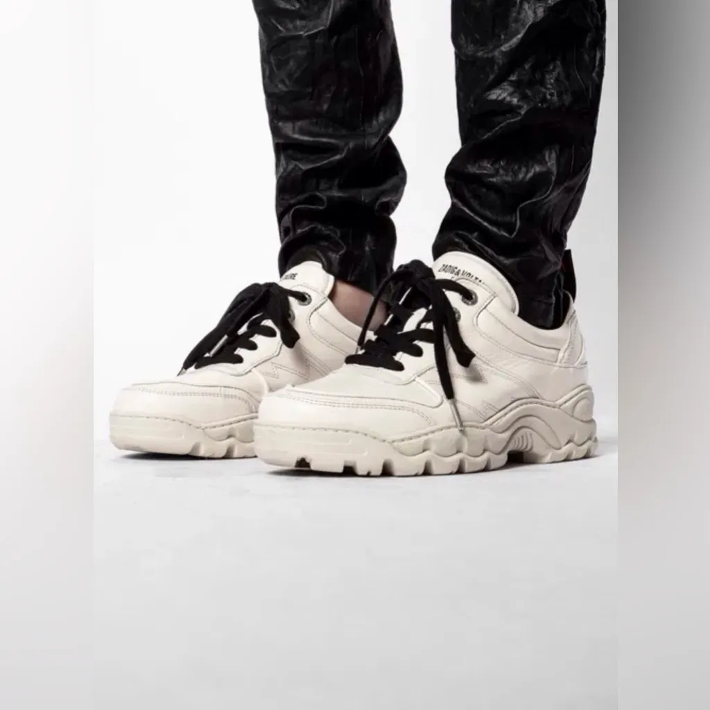 Zadig & Voltaire Women’s Blaze Stylish White Leather Sneakers Size 7.5 (38) - Image 12