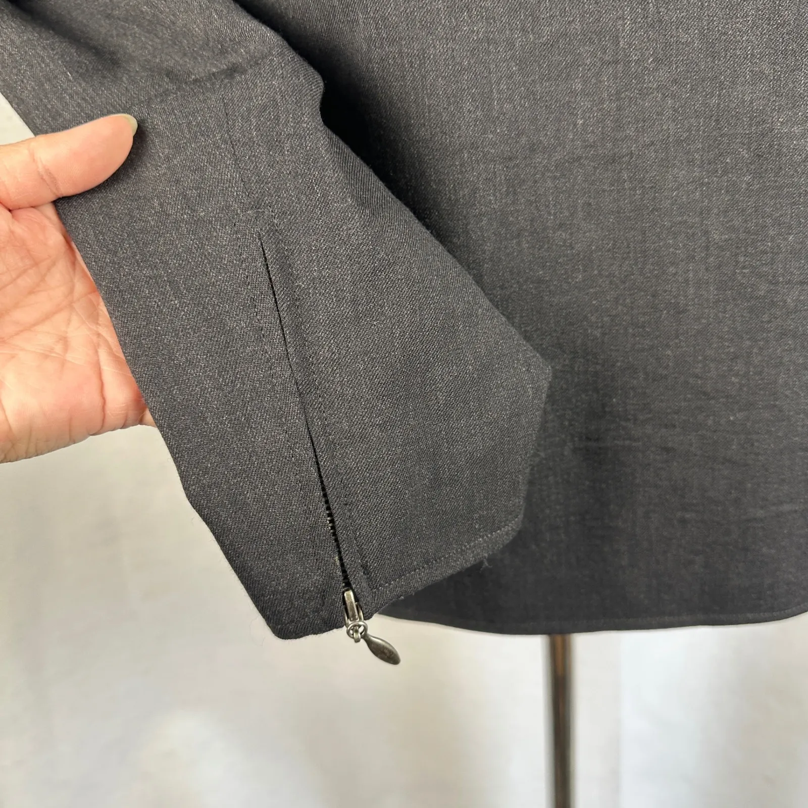 Lauren Ralph Lauren Womens 8 Charcoal Gray Zip Up Blazer Wool‎ Blend Career - Image 5