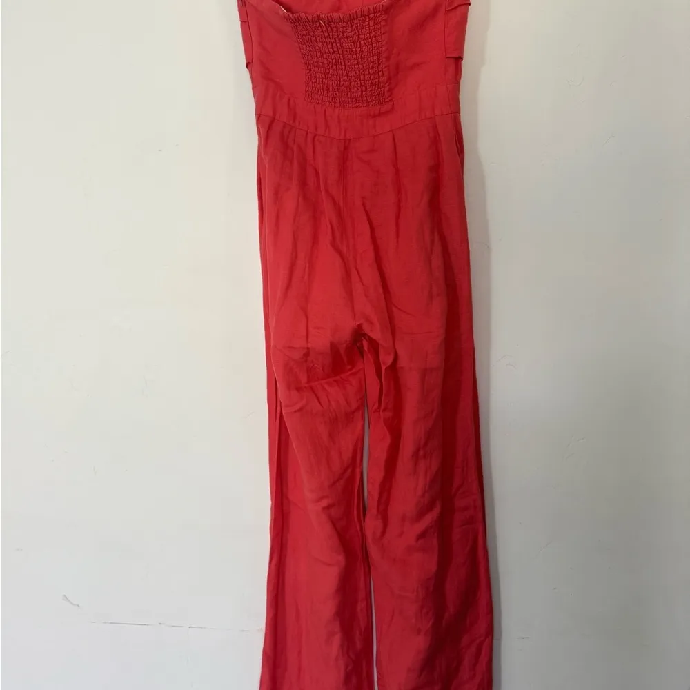 Derek Lam Strapless jumpsuit Crosby coral red women linen size 40 - Image 9