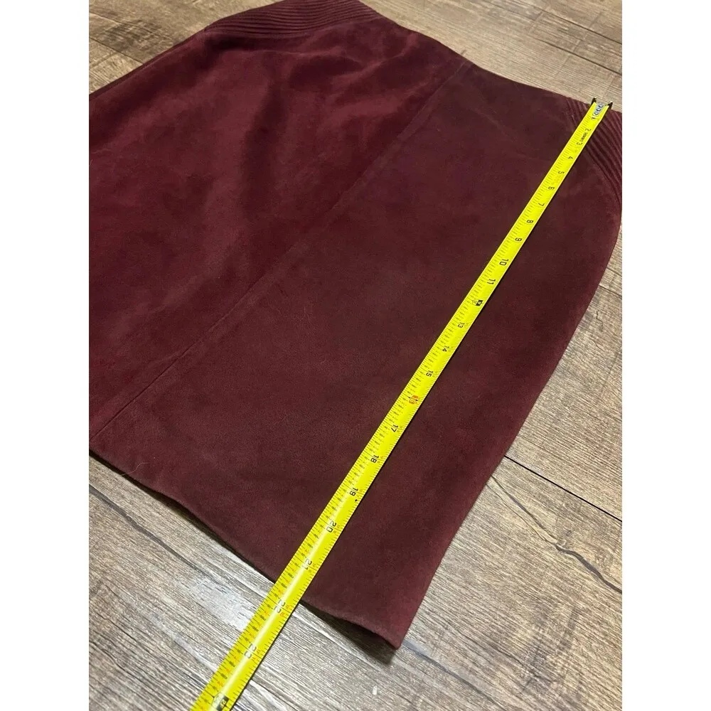Vintage DKNY 100% leather burgundy maroon skirt - Image 6