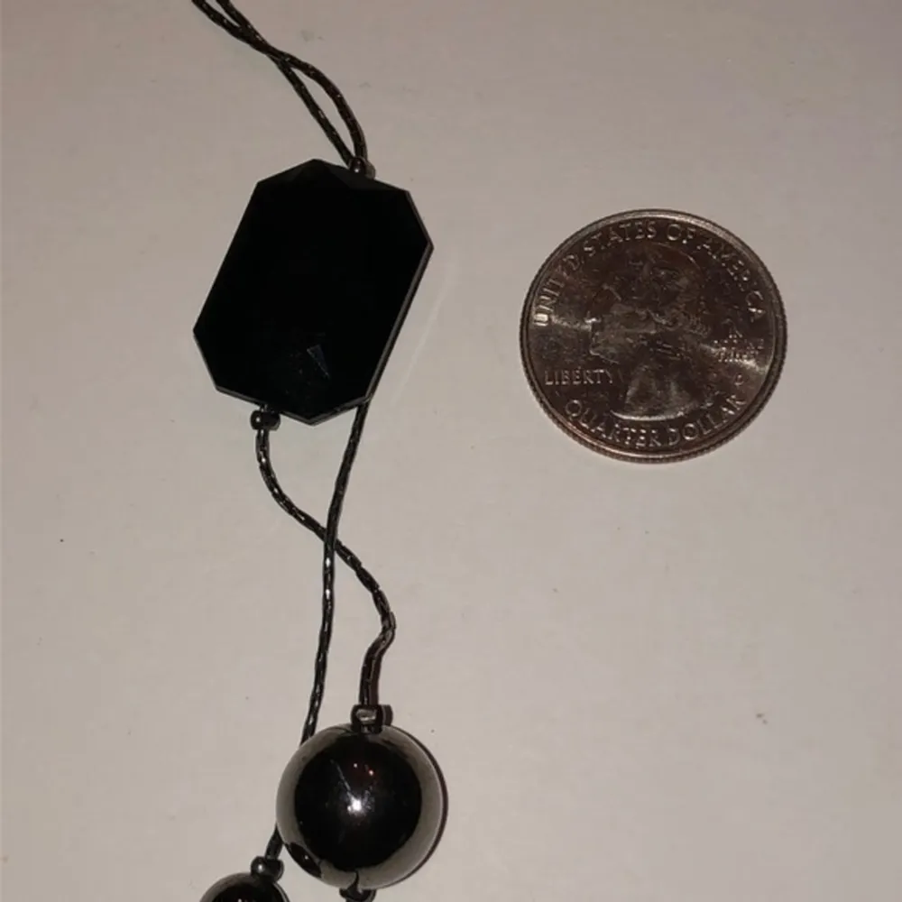 Vintage Black & Gunmetal Gray Metallic Beaded 39” Long Necklace - Image 4