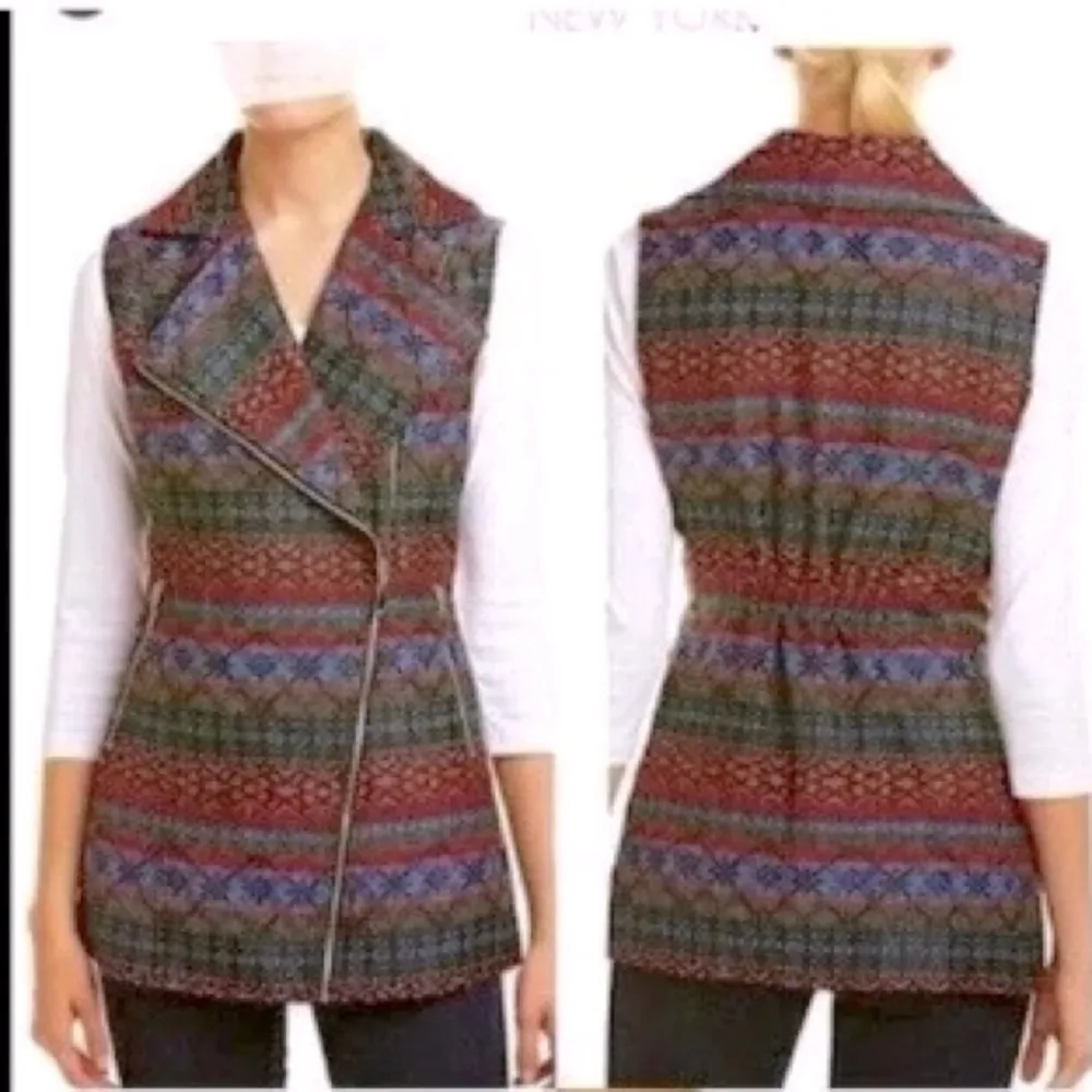 Insight NWOT Embroidery Zip Vest 12 boho classic embroidered fall top casual Black - Image 2