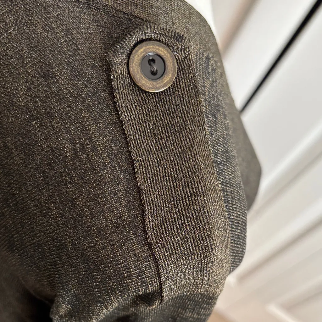 Chico’s Size 2 Army Green Metallic Duster Cardigan with Pockets - Image 7